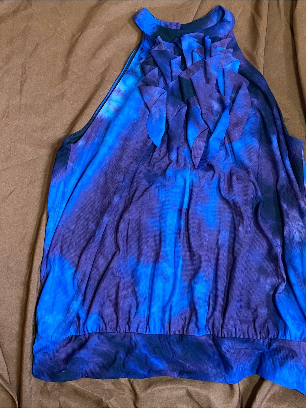 Lane Bryant Blue and Purple Ruffled Halter Camisole